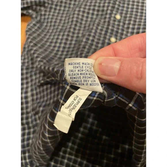 Ralph Lauren Men's Button Up Shirt Dark Blue Plaid Pony Size Small - Picture 8 of 11